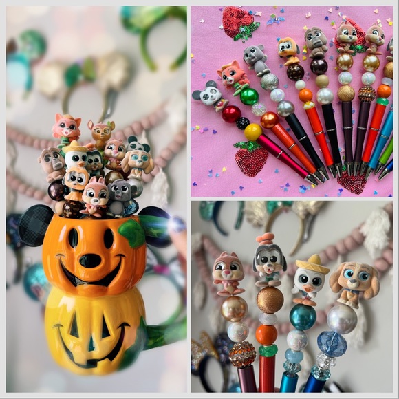 ✨😍 Disney Doorable beaded Pens handmade✍️ princess pixar Toy Story muppets - Picture 5 of 16